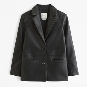 Abercrombie & Fitch Women's Black Vegan Leather Blazer
